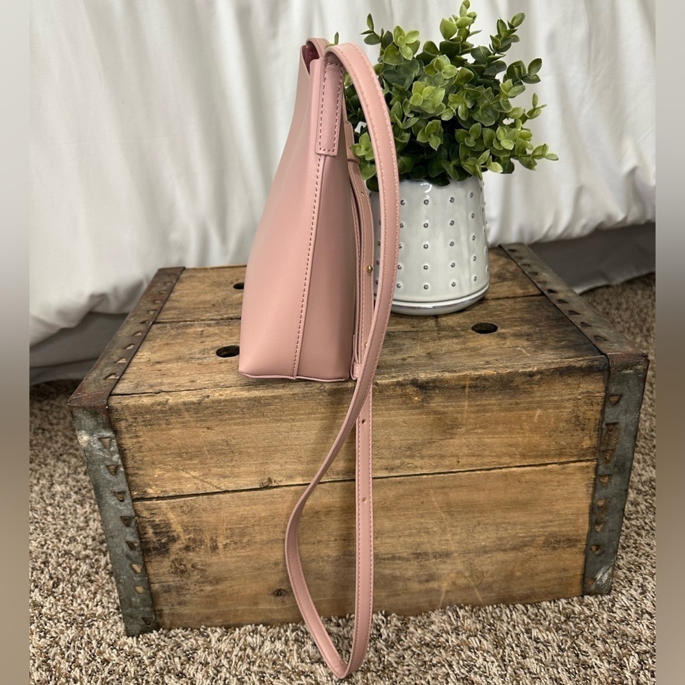 SAMARA Pink Peony Vegan Leather Medium Shoulder Crossbody Bag Purse - Picture 7 of 9